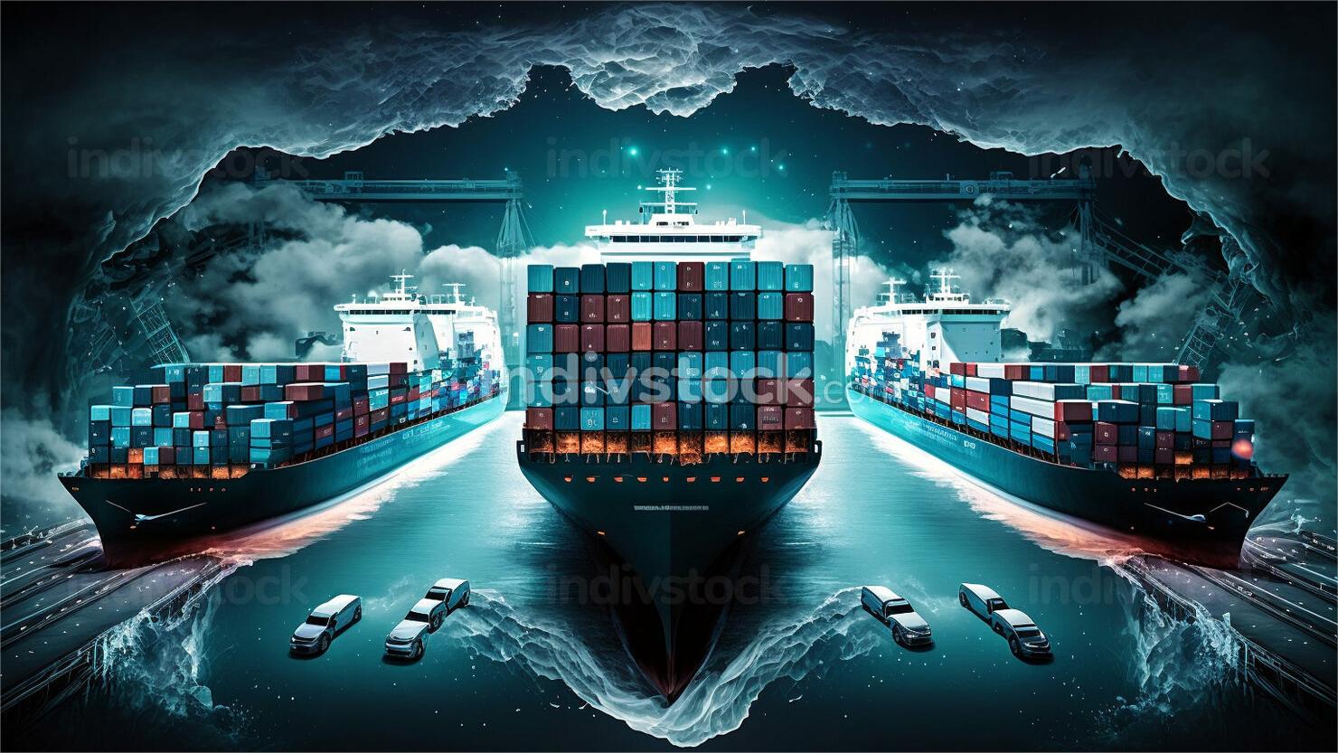 Cargo ship transporting containers from China to Australia for ecommerce