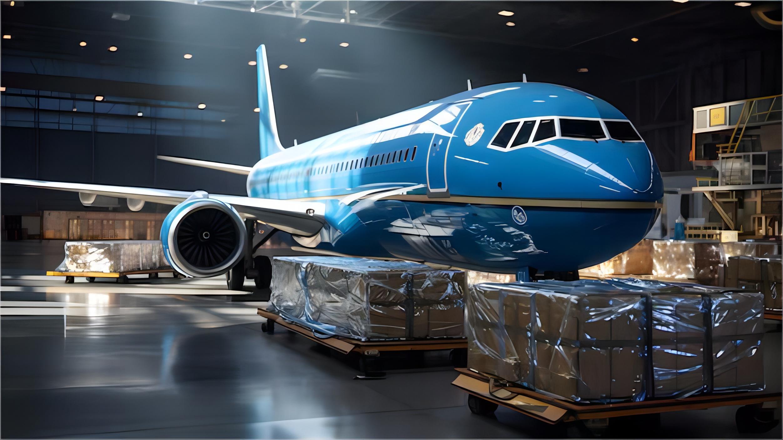 Cargo ship and airplane representing multimodal transport