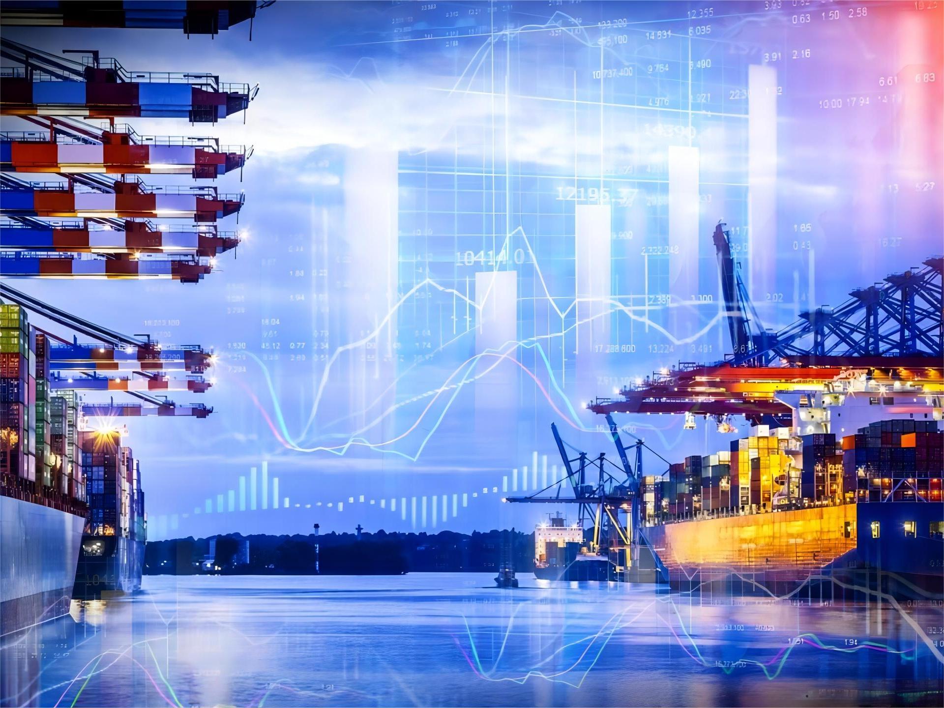 Cargo ship at a major Chinese port preparing for USA transit