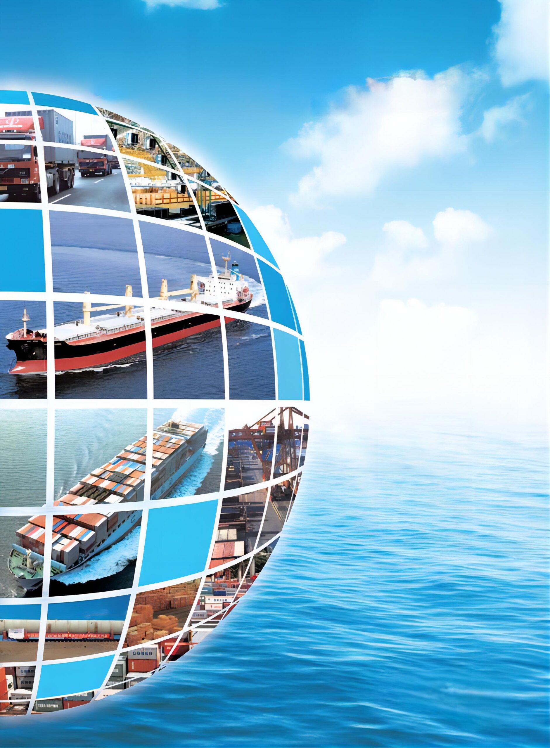 Cargo ship on a direct route to North America