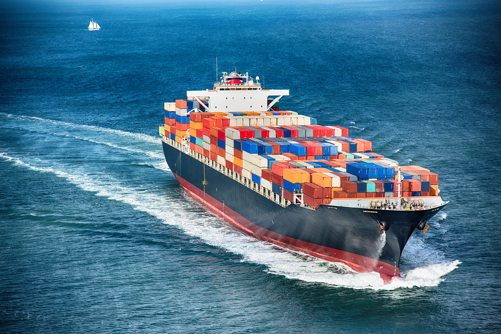 Cargo ship at a busy Chinese port
