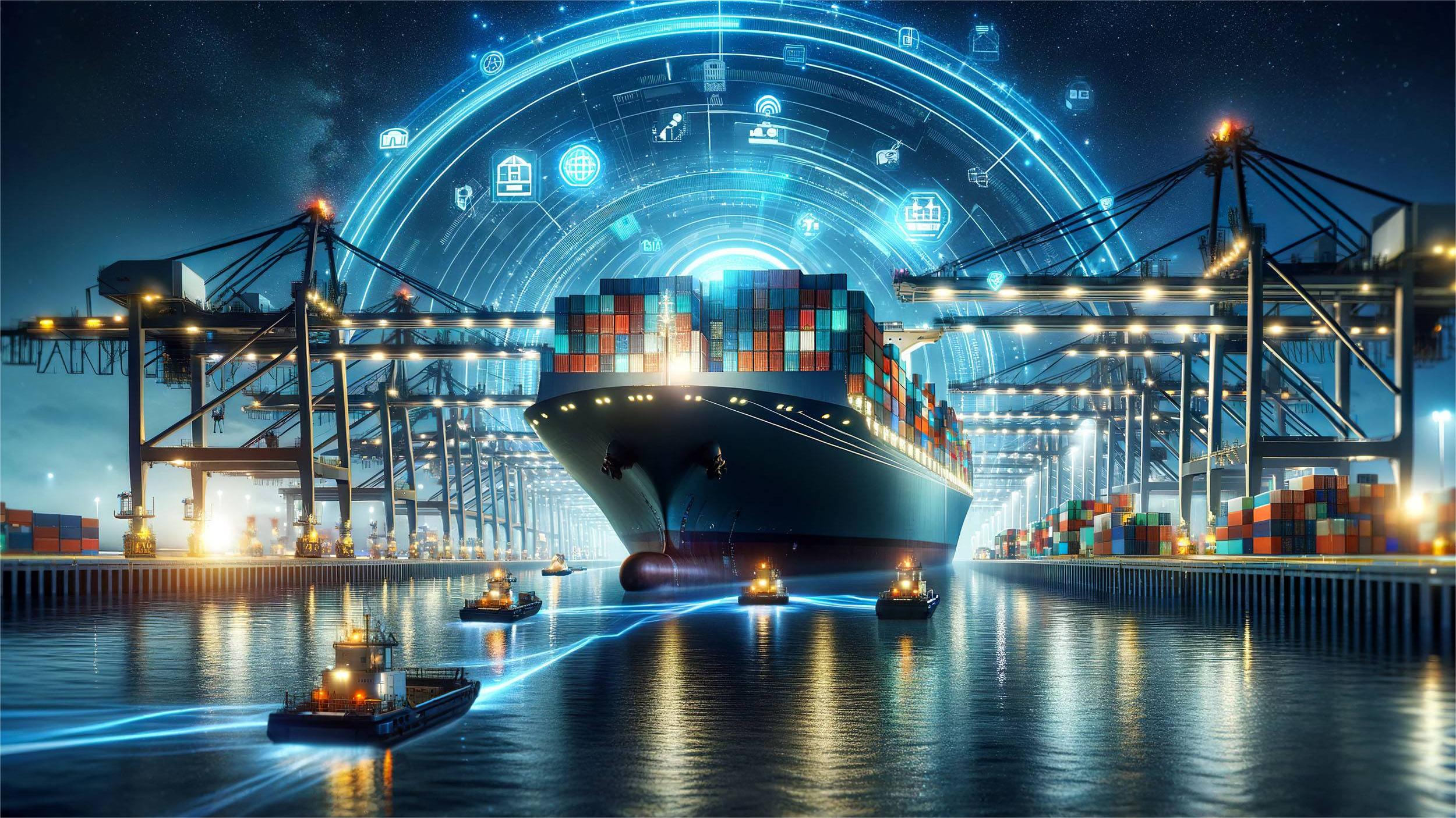 Commercial cargo being loaded onto a large container ship at a busy Chinese port