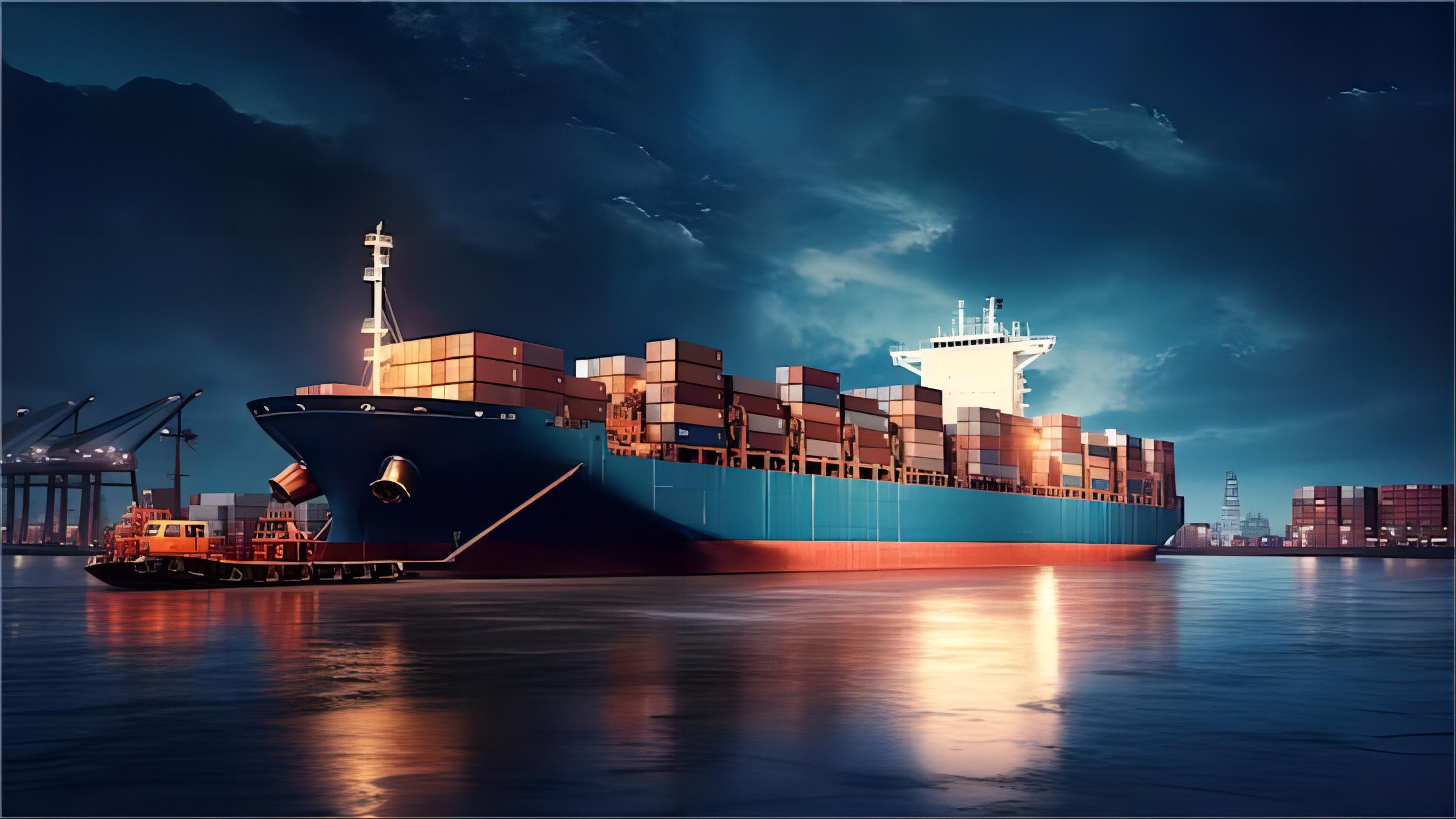 Cargo ship carrying containers from China to Mexico